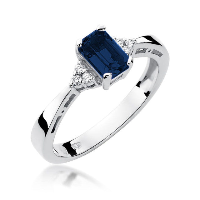 Inel Aur 14K cu Safir 0.60 ct si Diamante Naturale 0.03 ct, imaginea 5 din 11