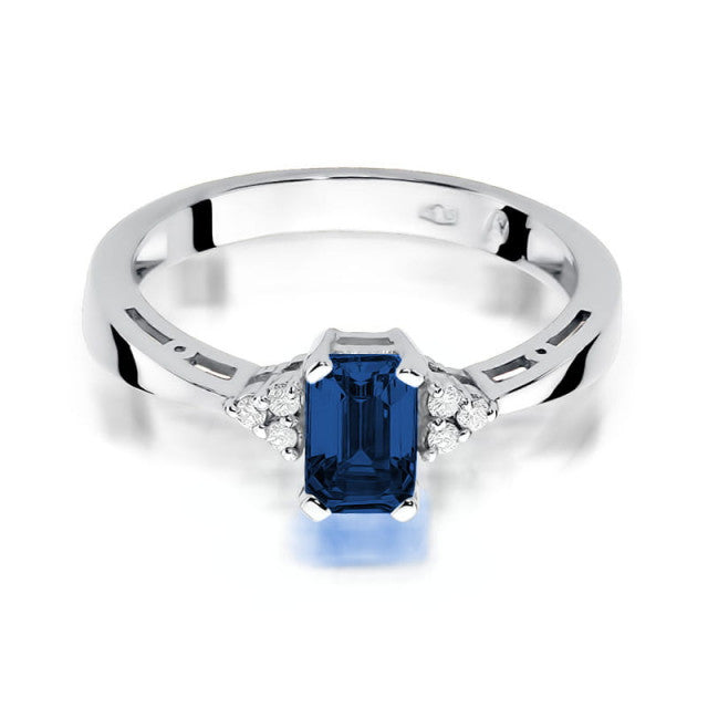 Inel Aur 14K cu Safir 0.60 ct si Diamante Naturale 0.03 ct, imaginea 6 din 11