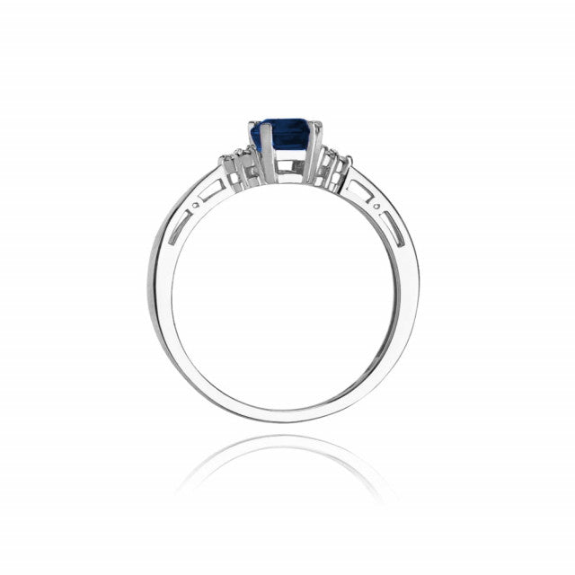 Inel Aur 14K cu Safir 0.60 ct si Diamante Naturale 0.03 ct, imaginea 7 din 11