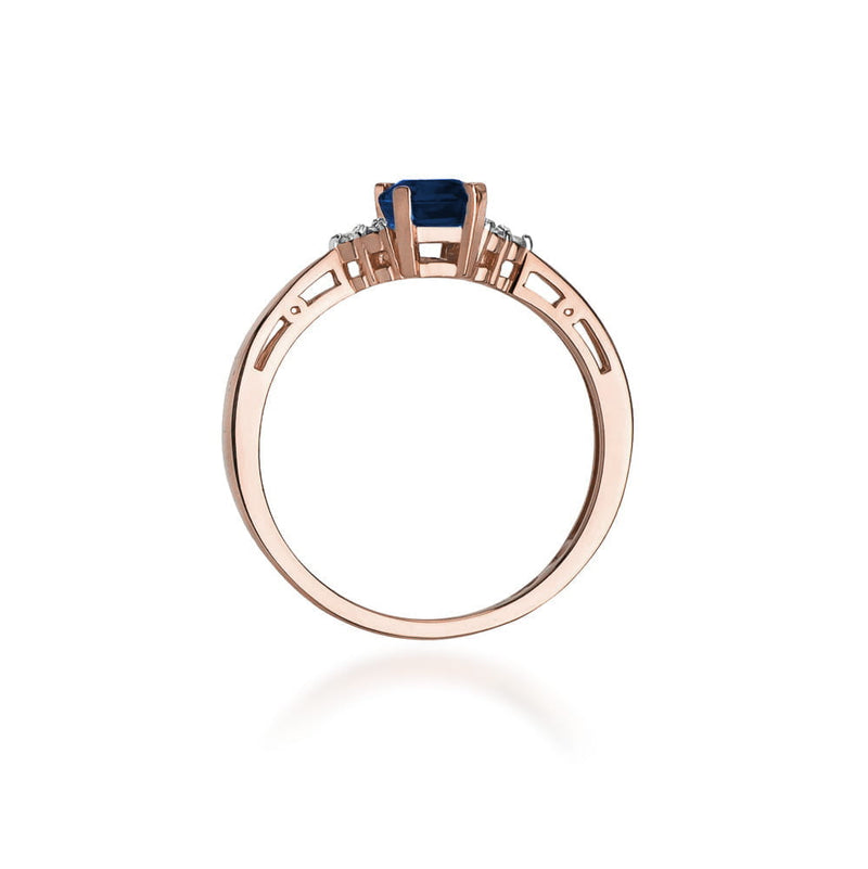 Inel Aur 14K cu Safir 0.60 ct si Diamante Naturale 0.03 ct, imaginea 10 din 11