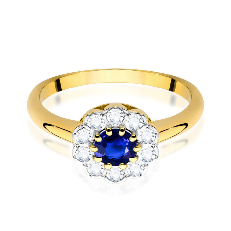 Inel Aur 14K cu Safir 0.50 ct si Diamante Naturale 0.30 ct, imaginea 2 din 8