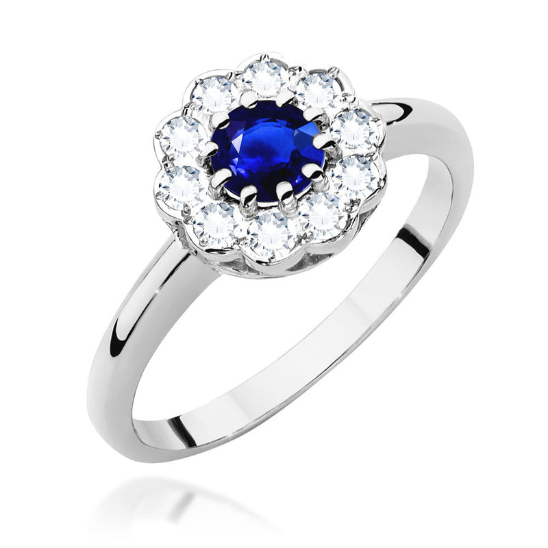 Inel Aur 14K cu Safir 0.50 ct si Diamante Naturale 0.30 ct, imaginea 4 din 8