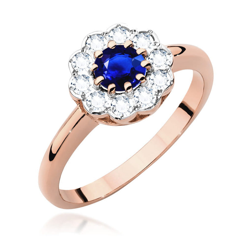 Inel Aur 14K cu Safir 0.50 ct si Diamante Naturale 0.30 ct, imaginea 7 din 8
