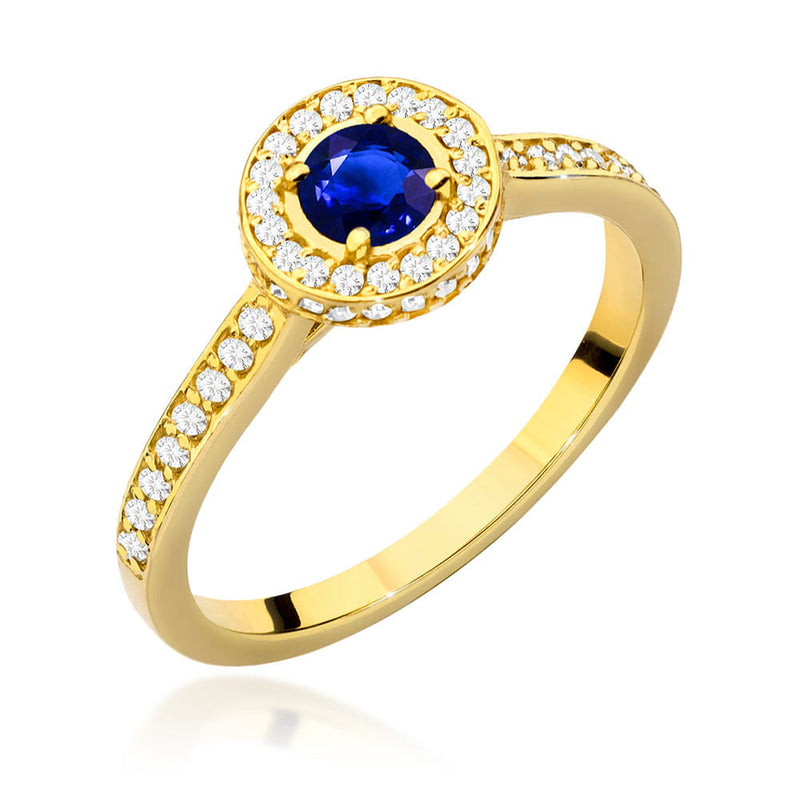 Inel Aur 14K cu Safir 0.30 ct si Diamante Naturale 0.34 ct — Aur galben