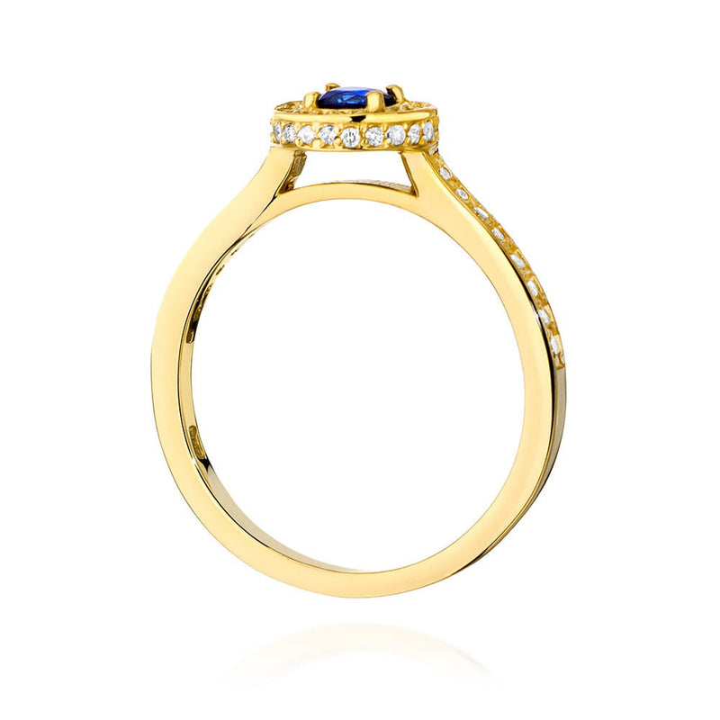 Inel Aur 14K cu Safir 0.30 ct si Diamante Naturale 0.34 ct, imaginea 3 din 11