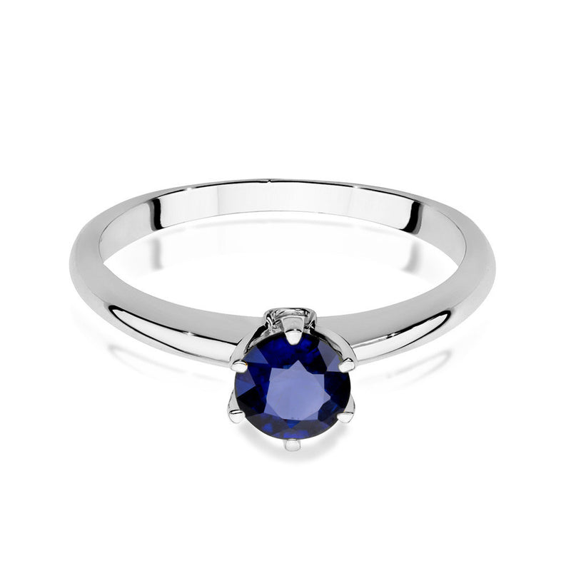 Inel Aur 14K cu Safir 0.50 ct si Diamante Naturale 0.04 ct, imaginea 6 din 11