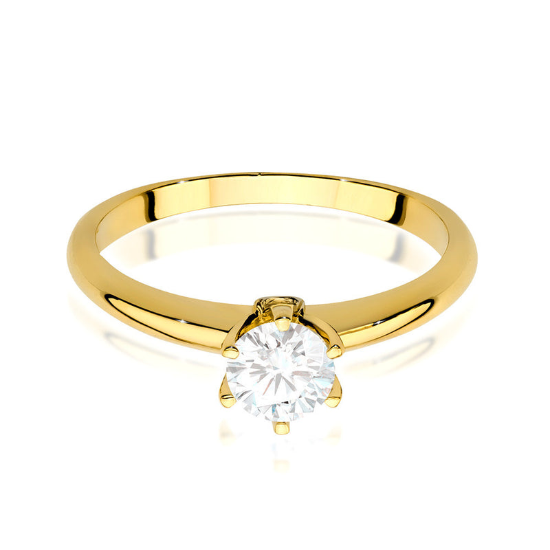 Inel Aur 14K cu White Sapphire 0.60 ct si Diamante Naturale 0.04 ct, imaginea 2 din 10