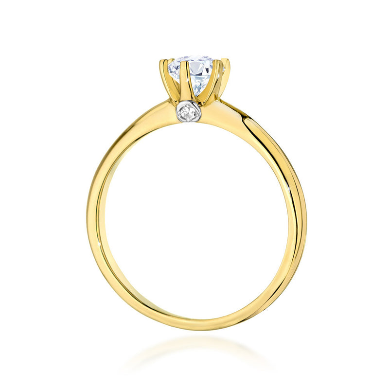Inel Aur 14K cu White Sapphire 0.60 ct si Diamante Naturale 0.04 ct, imaginea 3 din 10