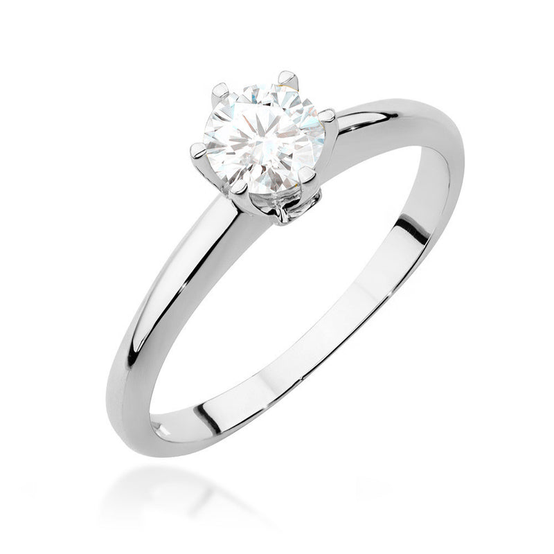 Inel Aur 14K cu White Sapphire 0.60 ct si Diamante Naturale 0.04 ct, imaginea 5 din 10