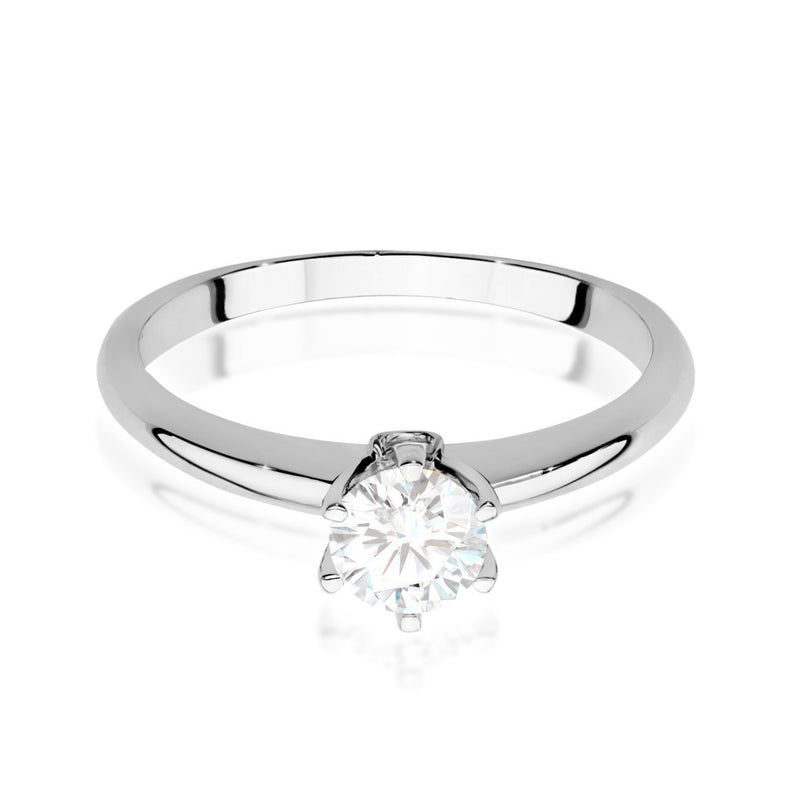 Inel Aur 14K cu White Sapphire 0.60 ct si Diamante Naturale 0.04 ct, imaginea 6 din 10