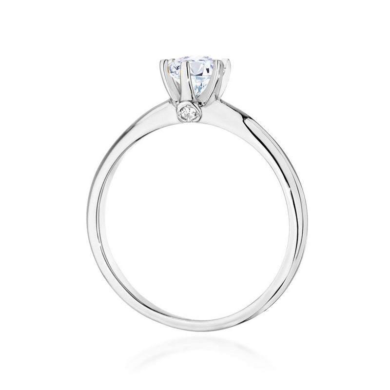 Inel Aur 14K cu White Sapphire 0.60 ct si Diamante Naturale 0.04 ct, imaginea 7 din 10