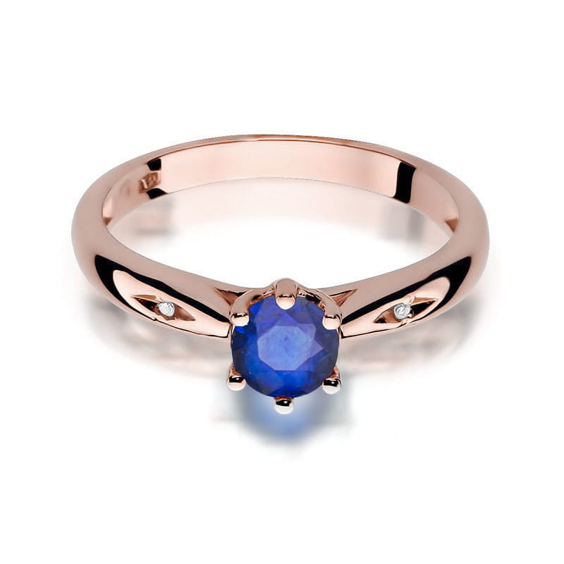 Inel Aur 14K cu Safir 0.50 ct si Diamante Naturale 0.01 ct, imaginea 9 din 10