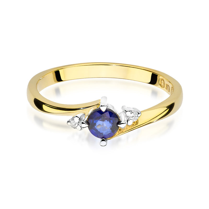 Inel Aur 14K cu Safir 0.30 ct si Diamante Naturale 0.03 ct, imaginea 2 din 5