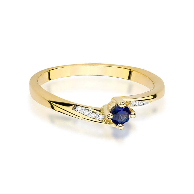 Inel Aur 14K cu Safir 0.15 ct si Diamante Naturale 0.04 ct, imaginea 2 din 12