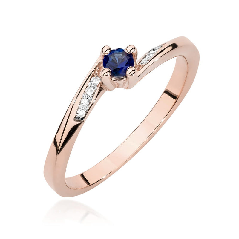 Inel Aur 14K cu Safir 0.15 ct si Diamante Naturale 0.04 ct, imaginea 9 din 12