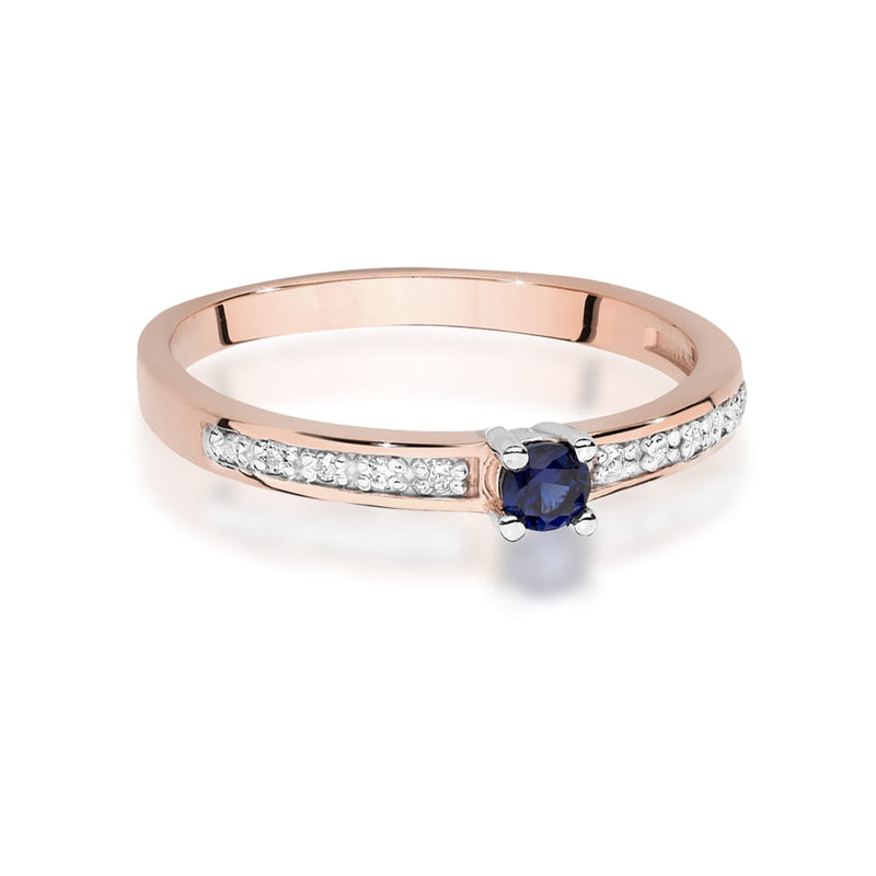 Inel Aur 14K cu Safir 0.15 ct si Diamante Naturale 0.05 ct, imaginea 6 din 12