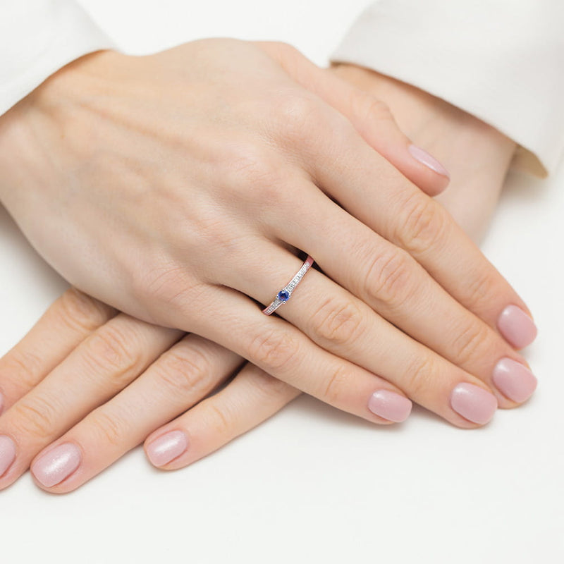 Inel Aur 14K cu Safir 0.15 ct si Diamante Naturale 0.05 ct, imaginea 8 din 12