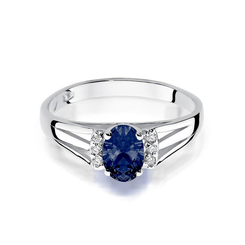 Inel Aur 14K cu Safir 0.70 ct si Diamante Naturale 0.05 ct, imaginea 5 din 11