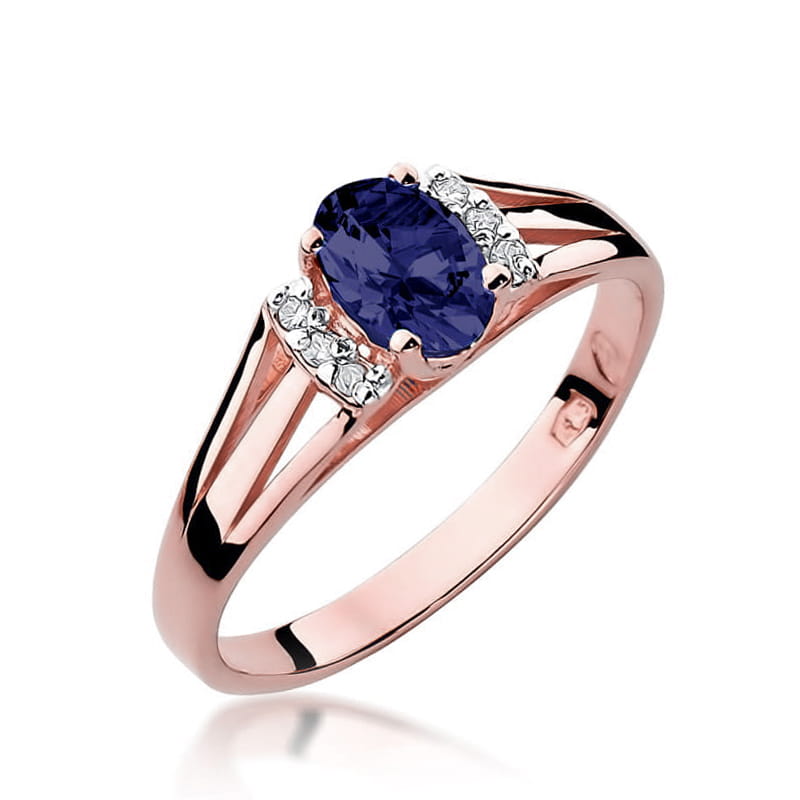 Inel Aur 14K cu Safir 0.70 ct si Diamante Naturale 0.05 ct, imaginea 8 din 11