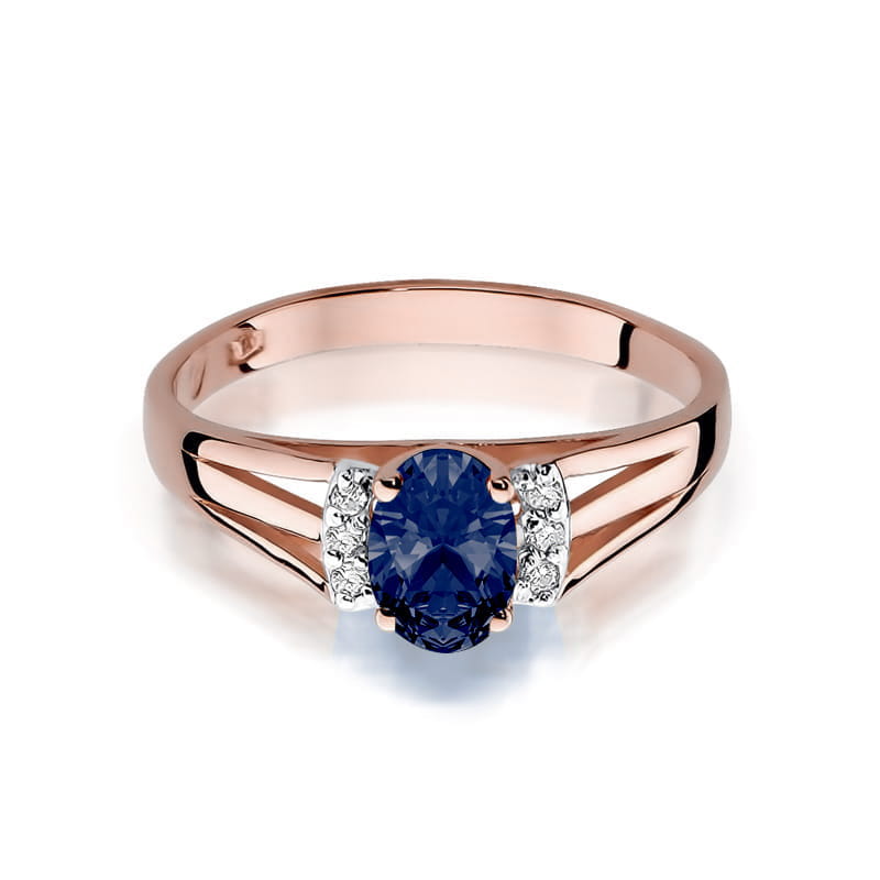 Inel Aur 14K cu Safir 0.70 ct si Diamante Naturale 0.05 ct, imaginea 9 din 11