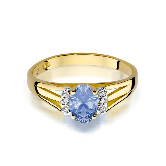 Inel Aur 14K cu Tanzanit 0.40 ct si Diamante Naturale 0.05 ct, imaginea 2 din 11