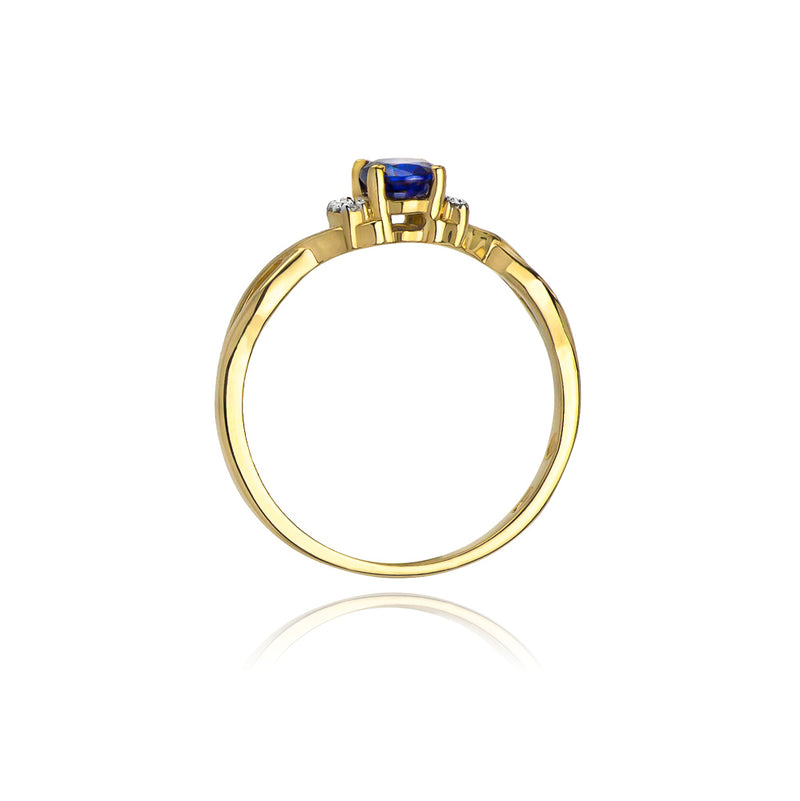 Inel Aur 14K cu Tanzanit 0.40 ct si Diamante Naturale 0.05 ct, imaginea 3 din 10