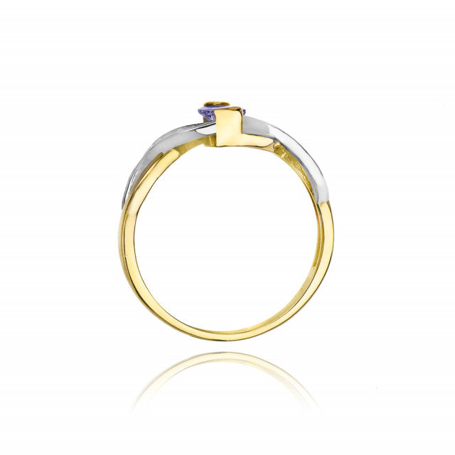 Inel Aur 14K cu Tanzanit 0.40 ct si Diamante Naturale 0.05 ct, imaginea 3 din 11
