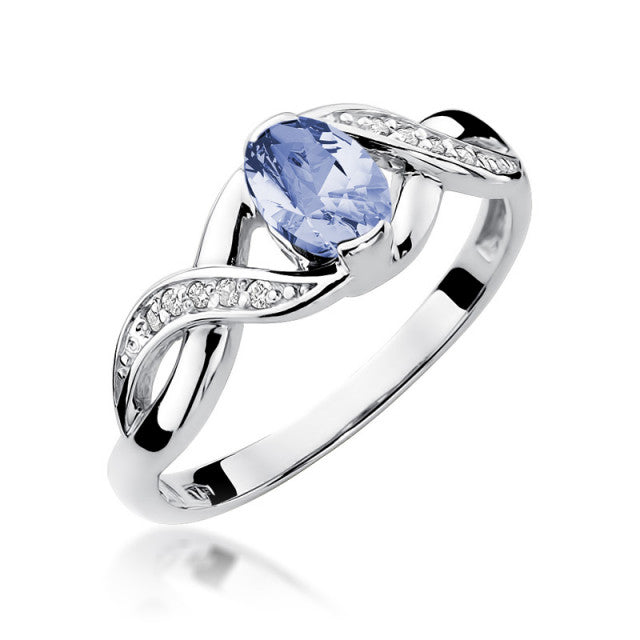 Inel Aur 14K cu Tanzanit 0.40 ct si Diamante Naturale 0.05 ct, imaginea 5 din 11