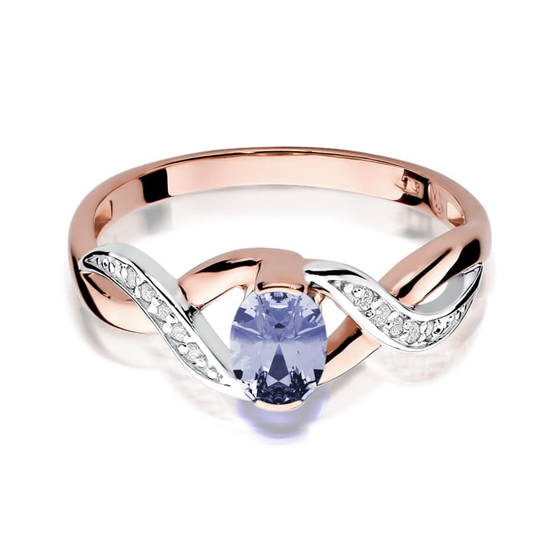 Inel Aur 14K cu Tanzanit 0.40 ct si Diamante Naturale 0.05 ct, imaginea 9 din 11