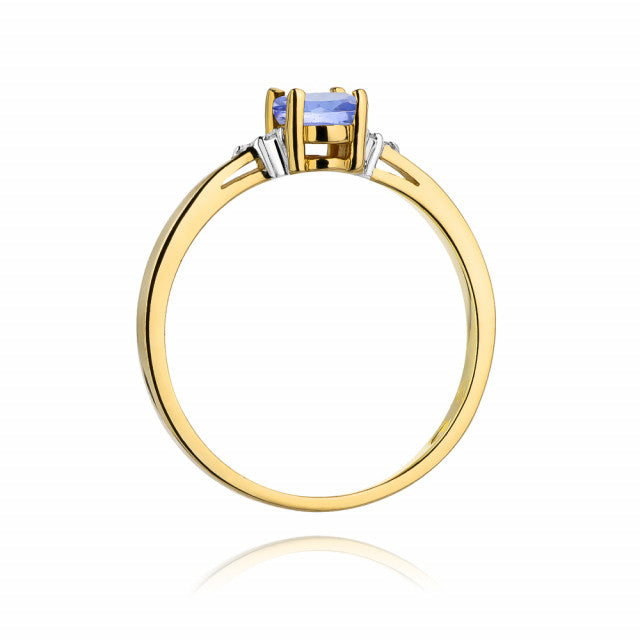 Inel Aur 14K cu Tanzanit 0.40 ct si Diamante Naturale 0.05 ct, imaginea 3 din 9