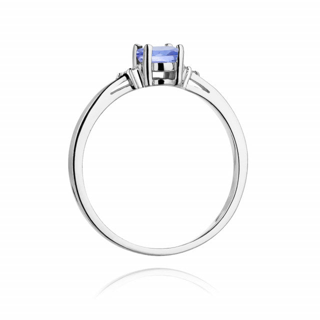 Inel Aur 14K cu Tanzanit 0.40 ct si Diamante Naturale 0.05 ct, imaginea 6 din 9