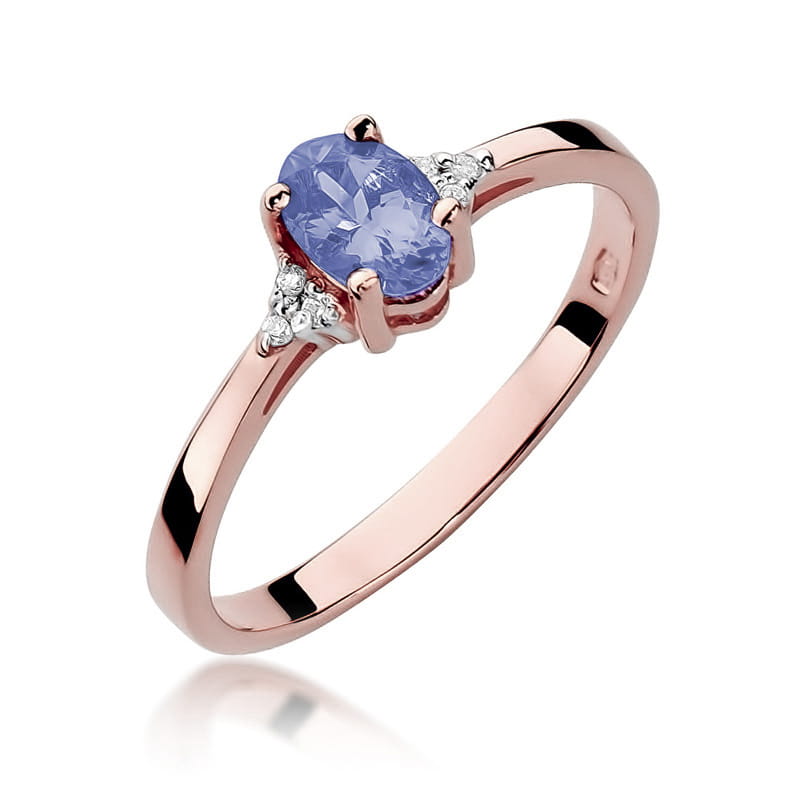 Inel Aur 14K cu Tanzanit 0.40 ct si Diamante Naturale 0.05 ct, imaginea 7 din 9