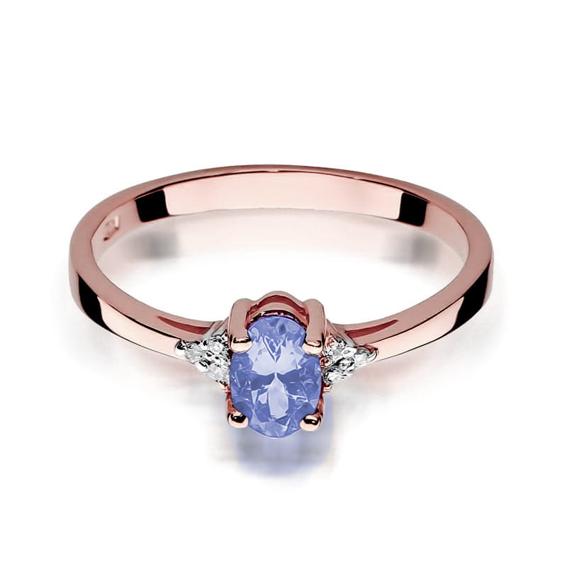Inel Aur 14K cu Tanzanit 0.40 ct si Diamante Naturale 0.05 ct, imaginea 8 din 9