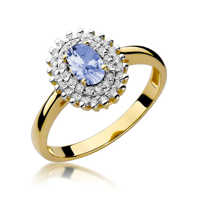 Inel Aur 14K cu Tanzanit 0.40 ct si Diamante Naturale 0.20 ct — Aur galben