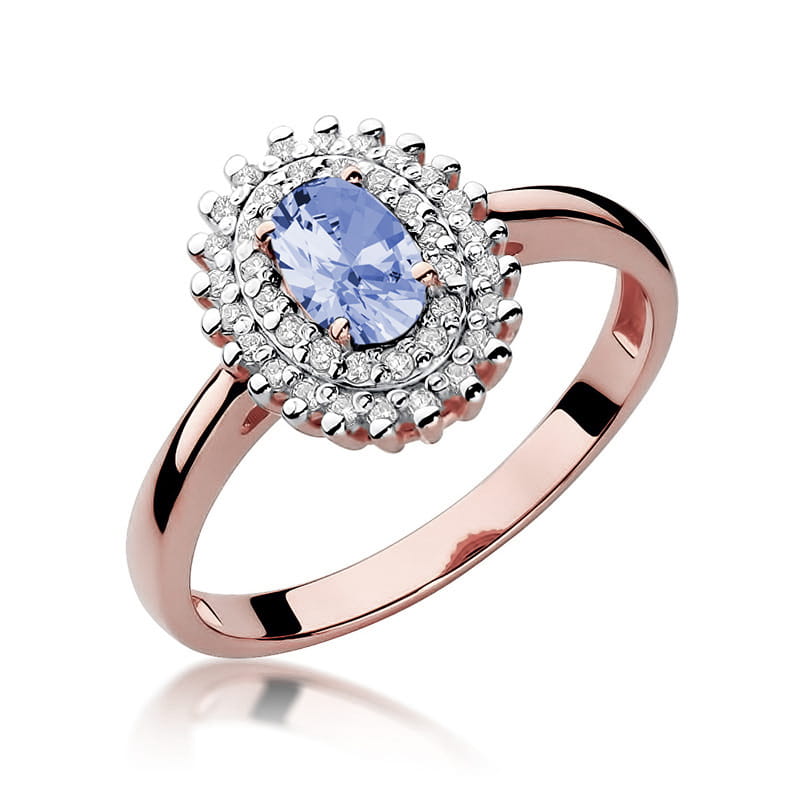 Inel Aur 14K cu Tanzanit 0.40 ct si Diamante Naturale 0.20 ct, imaginea 8 din 11