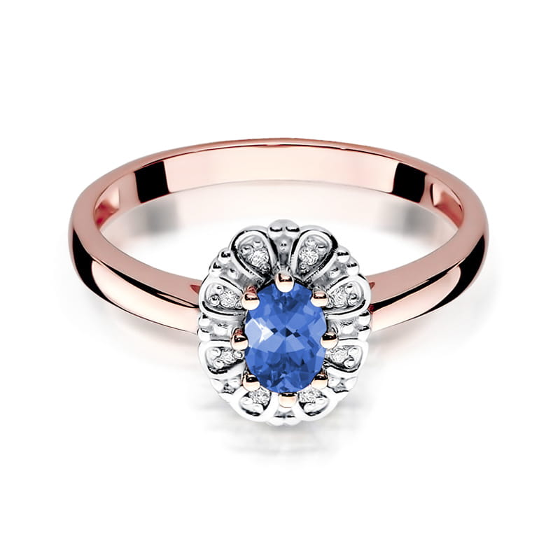 Inel Aur 14K cu Tanzanit 0.40 ct si Diamante Naturale 0.07 ct, imaginea 9 din 11