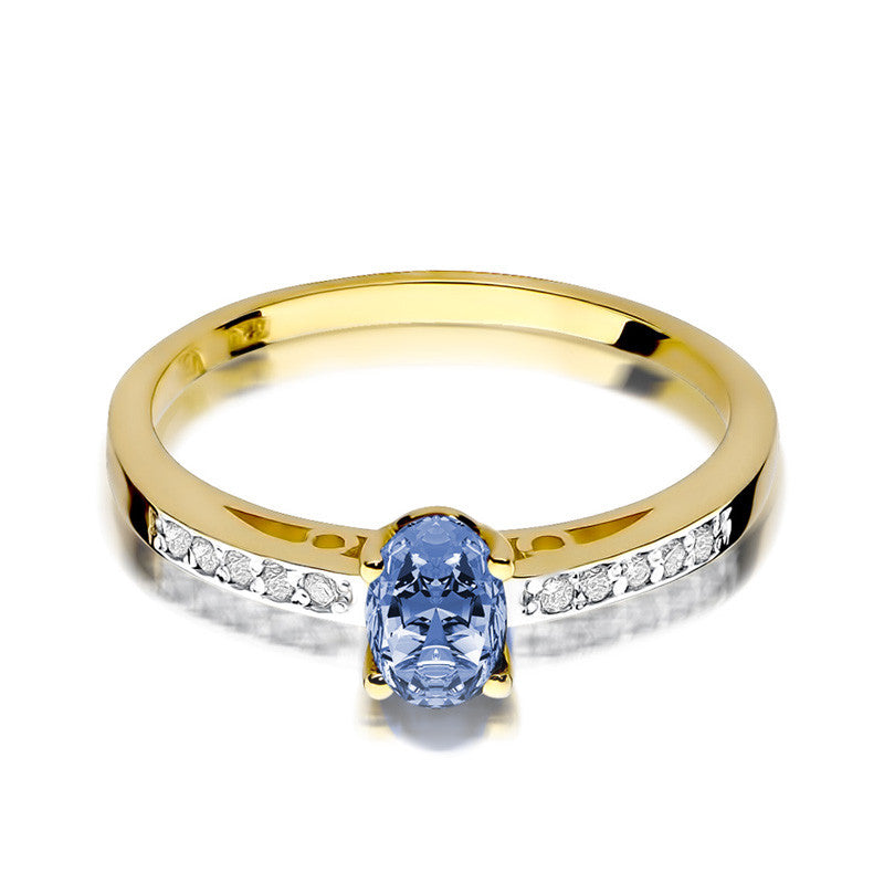 Inel Aur 14K cu Tanzanit 0.40 ct si Diamante Naturale 0.05 ct, imaginea 2 din 8