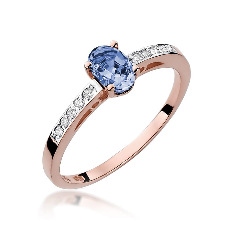 Inel Aur 14K cu Tanzanit 0.40 ct si Diamante Naturale 0.05 ct, imaginea 6 din 8