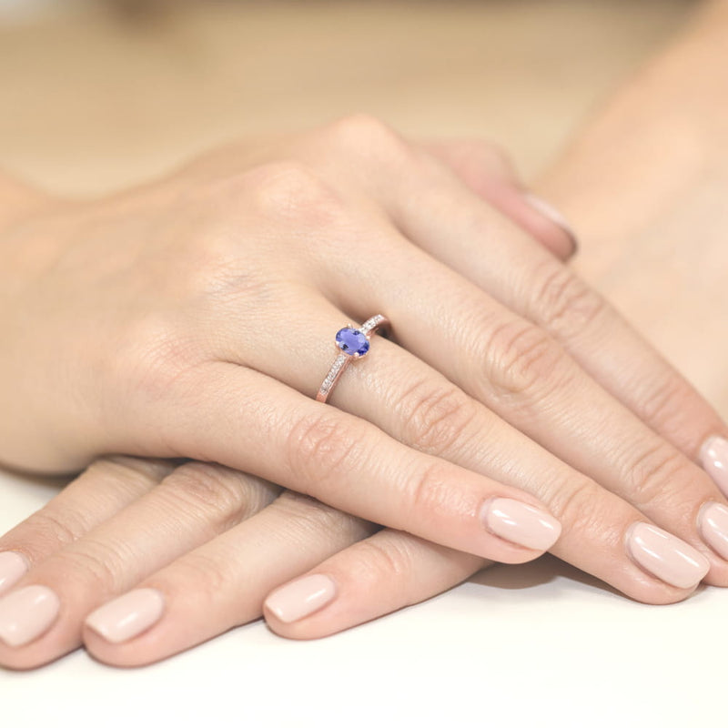 Inel Aur 14K cu Tanzanit 0.40 ct si Diamante Naturale 0.05 ct, imaginea 8 din 8