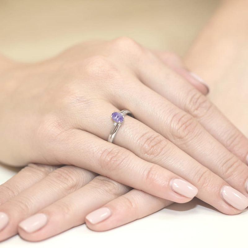 Inel Aur 14K cu Tanzanit 0.40 ct si Diamante Naturale 0.03 ct, imaginea 12 din 12