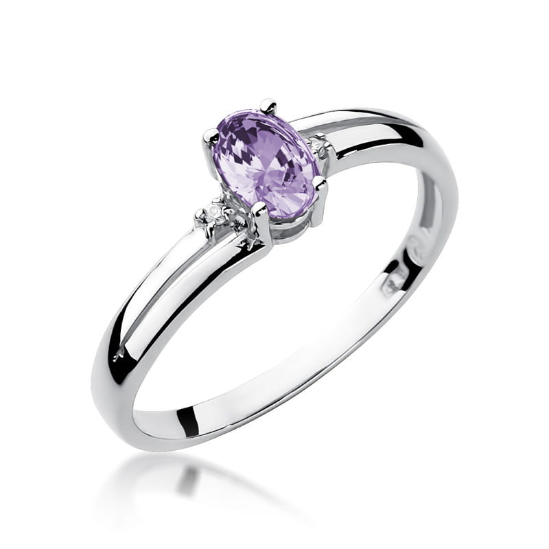 Inel Aur 14K cu Tanzanit 0.40 ct si Diamante Naturale 0.03 ct, imaginea 9 din 12