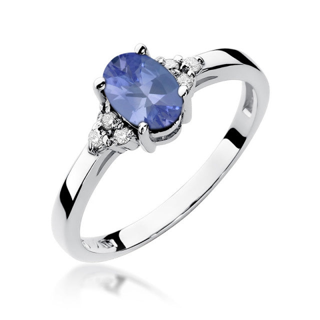 Inel Aur 14K cu Tanzanit 0.70 ct si Diamante Naturale 0.05 ct, imaginea 5 din 11