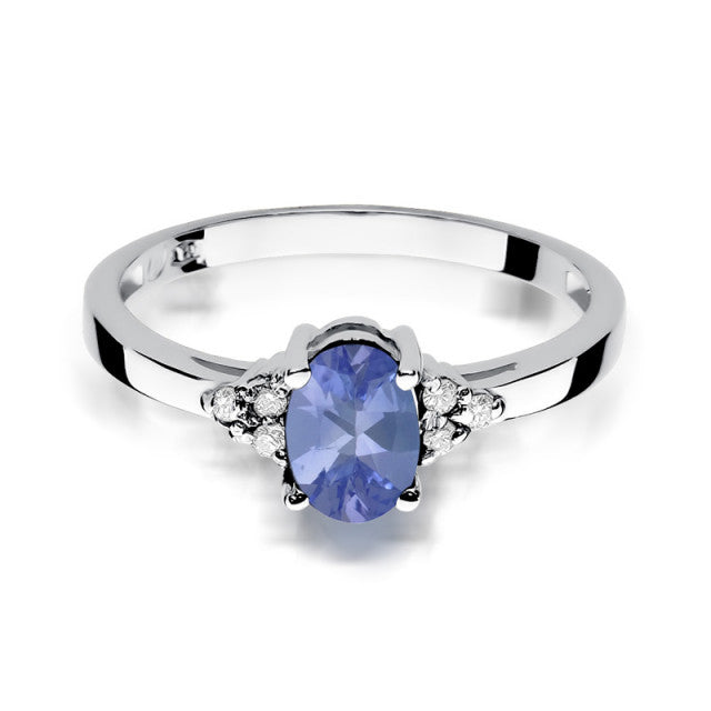 Inel Aur 14K cu Tanzanit 0.70 ct si Diamante Naturale 0.05 ct, imaginea 6 din 11