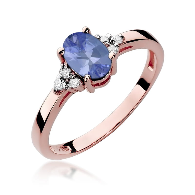 Inel Aur 14K cu Tanzanit 0.70 ct si Diamante Naturale 0.05 ct, imaginea 8 din 11