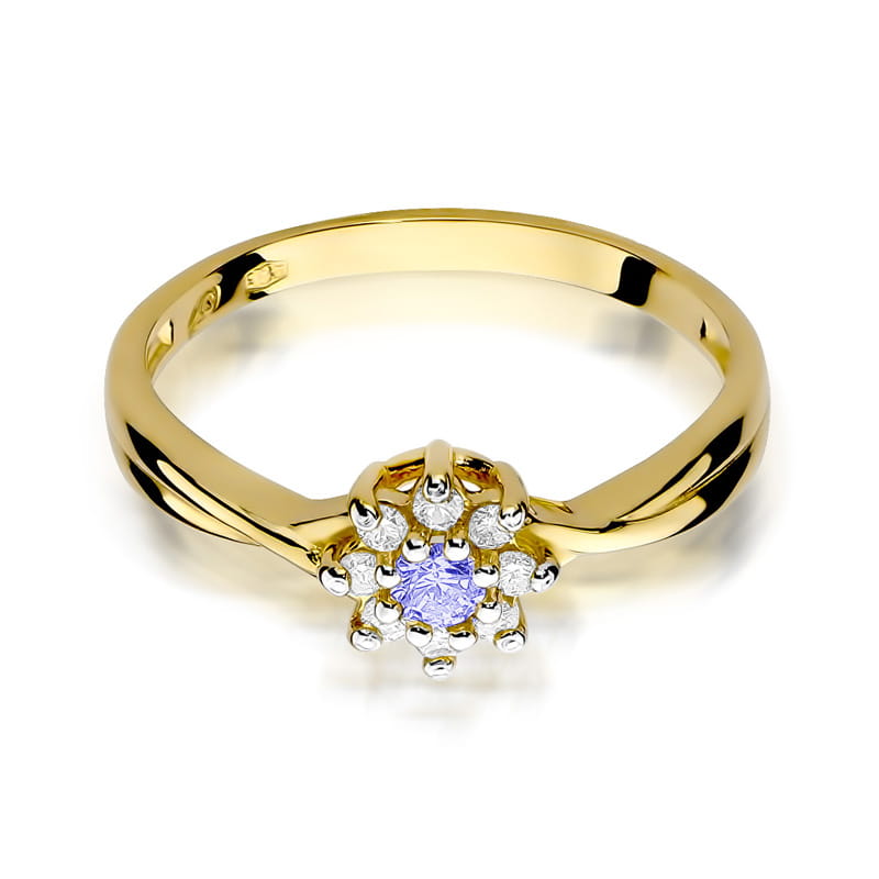 Inel Aur 14K cu Tanzanit 0.15 ct si Diamante Naturale 0.12 ct, imaginea 2 din 12