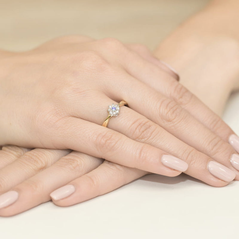 Inel Aur 14K cu Tanzanit 0.15 ct si Diamante Naturale 0.12 ct, imaginea 4 din 12