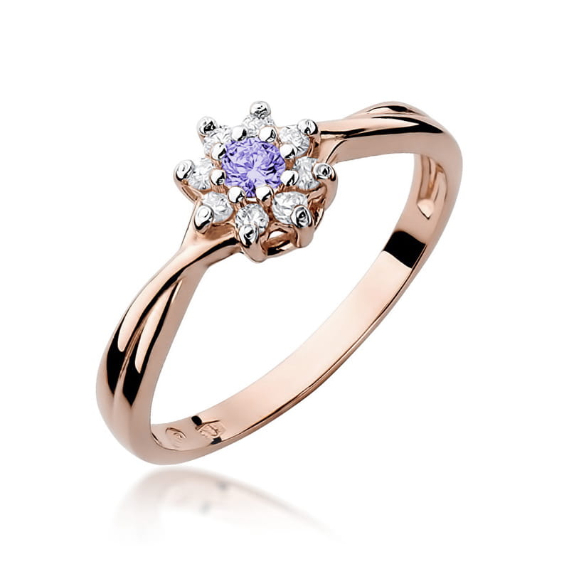 Inel Aur 14K cu Tanzanit 0.15 ct si Diamante Naturale 0.12 ct, imaginea 5 din 12