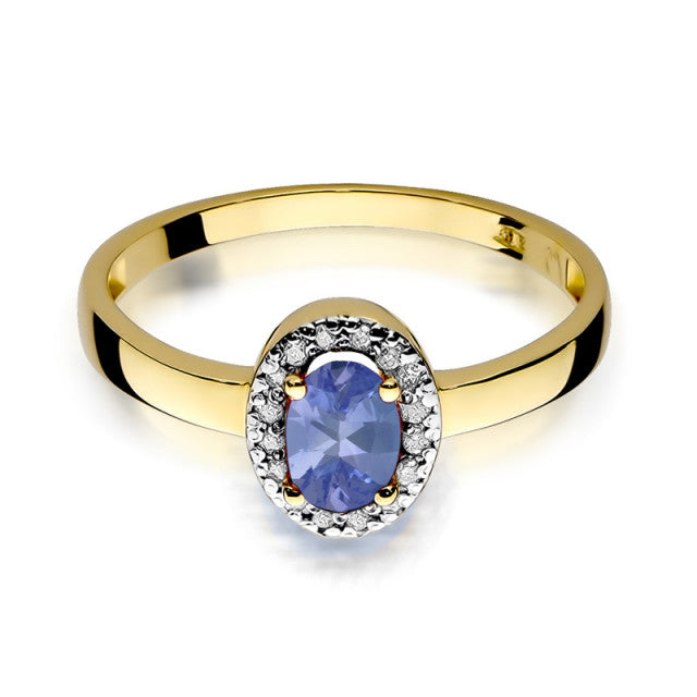 Inel Aur 14K cu Tanzanit 0.40 ct si Diamante Naturale 0.08 ct, imaginea 2 din 10