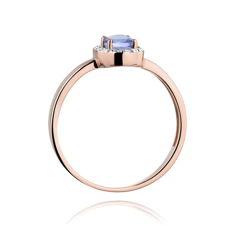 Inel Aur 14K cu Tanzanit 0.40 ct si Diamante Naturale 0.08 ct, imaginea 9 din 10