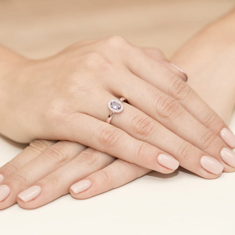 Inel Aur 14K cu Tanzanit 0.40 ct si Diamante Naturale 0.08 ct, imaginea 10 din 10